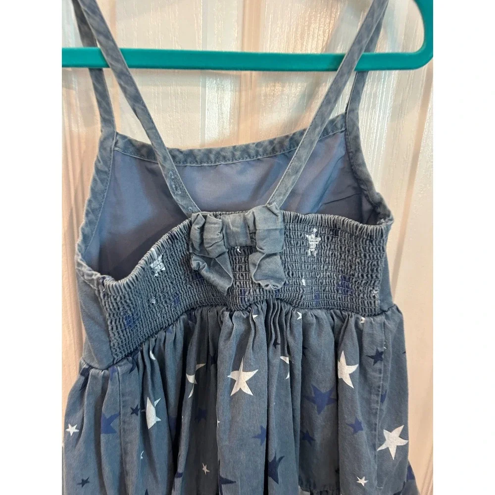 Tommy Bahama Sundress Blue Star Print Tiered Pom Pom Trim Patriotic